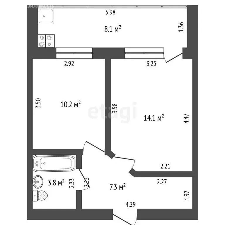 1-комнатная квартира: Тюмень, улица Самарцева, 177 (33.8 м) - Фото 1