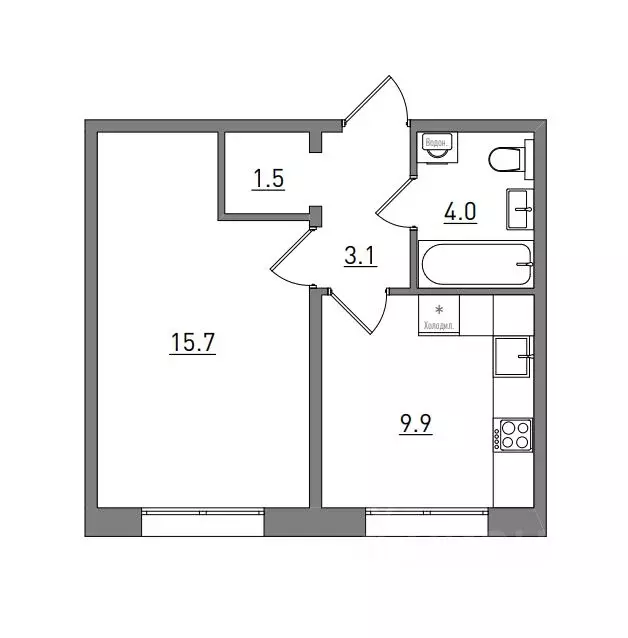 1-к кв. Кировская область, Киров бул. Прибрежный, 6 (34.2 м) - Фото 2
