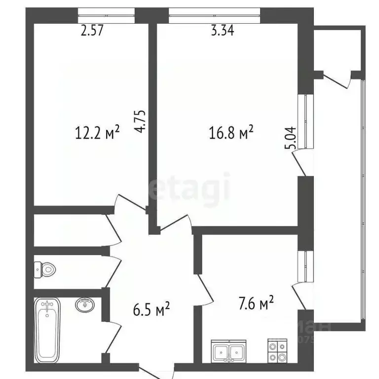 2-к кв. Ярославская область, Ярославль ул. Ухтомского, 1к2 (48.5 м) - Фото 1