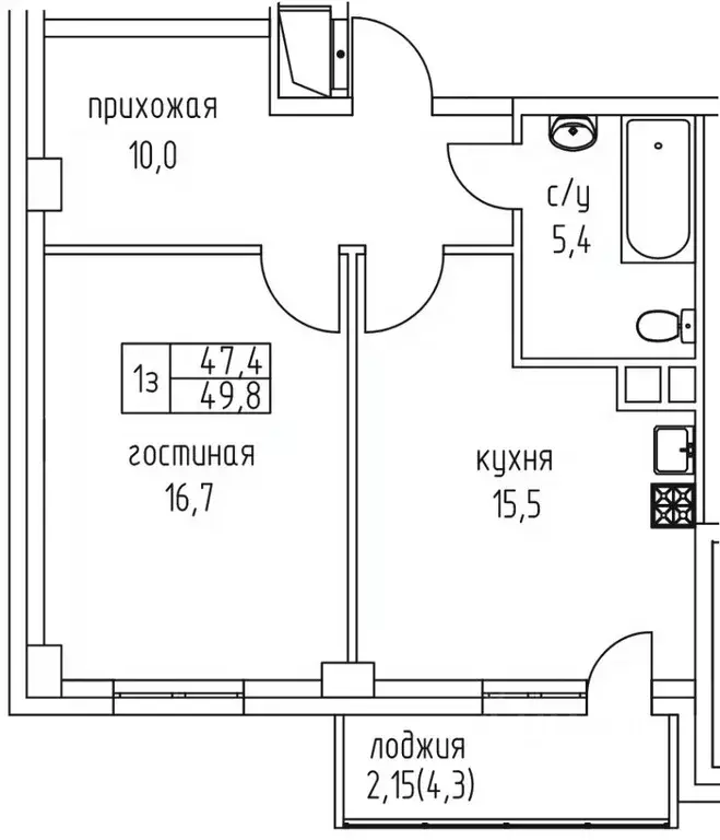 1-к кв. Саха (Якутия), Якутск просп. Михаила Николаева, 3/6 (49.8 м) - Фото 1