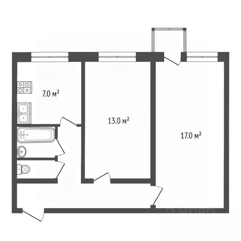 2-к кв. Псковская область, Печоры Юбилейная ул., 1 (47.9 м) - Фото 2