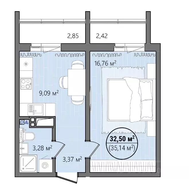 1-к кв. Челябинская область, Челябинск ул. Труда, 15 (38.18 м) - Фото 1
