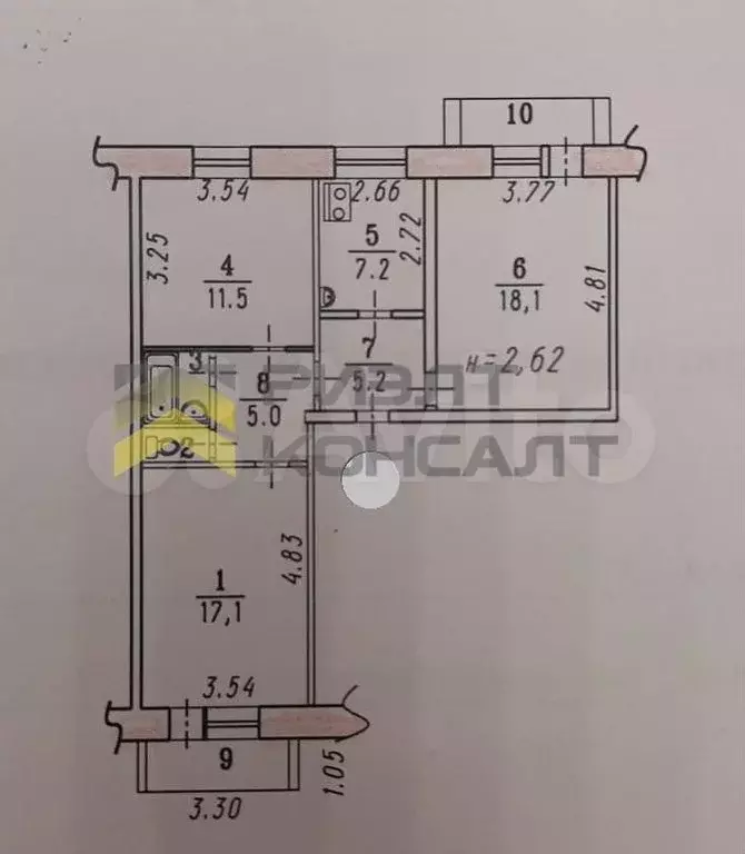 3-к. квартира, 67,8 м, 1/5 эт. - Фото 0