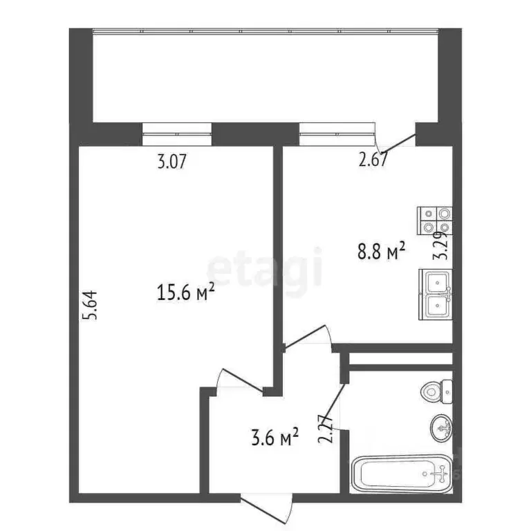 1-к кв. Татарстан, Набережные Челны Сармановский тракт, 2 (31.5 м) - Фото 1