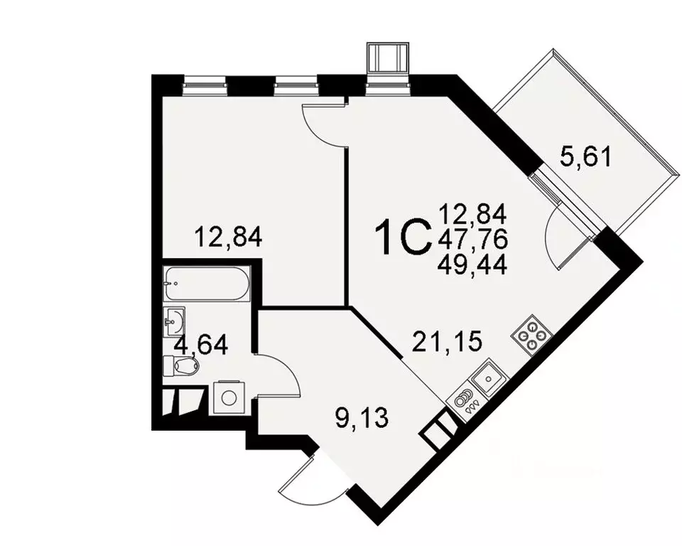 1-к кв. Тульская область, Тула Хлебная пл. (47.76 м) - Фото 0