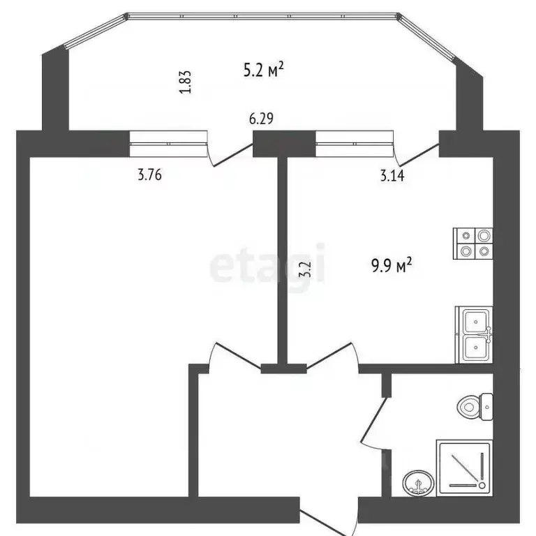 1-к кв. Татарстан, Набережные Челны ул. Аделя Кутуя, 5 (34.4 м) - Фото 1