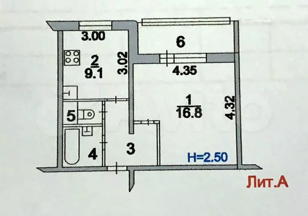 1-к. квартира, 34,7 м, 3/9 эт. - Фото 0