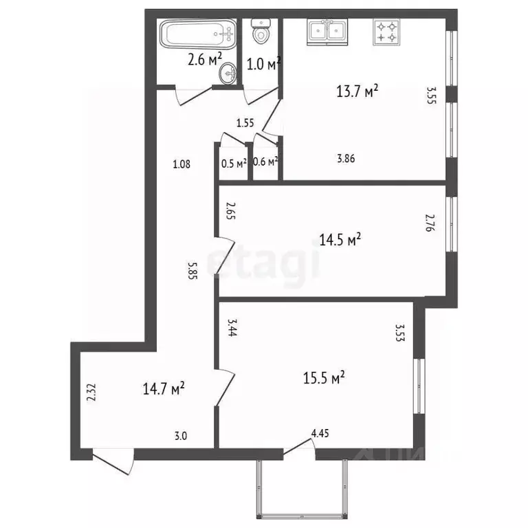 2-к кв. Санкт-Петербург Таврическая ул., 27 (63.0 м) - Фото 1