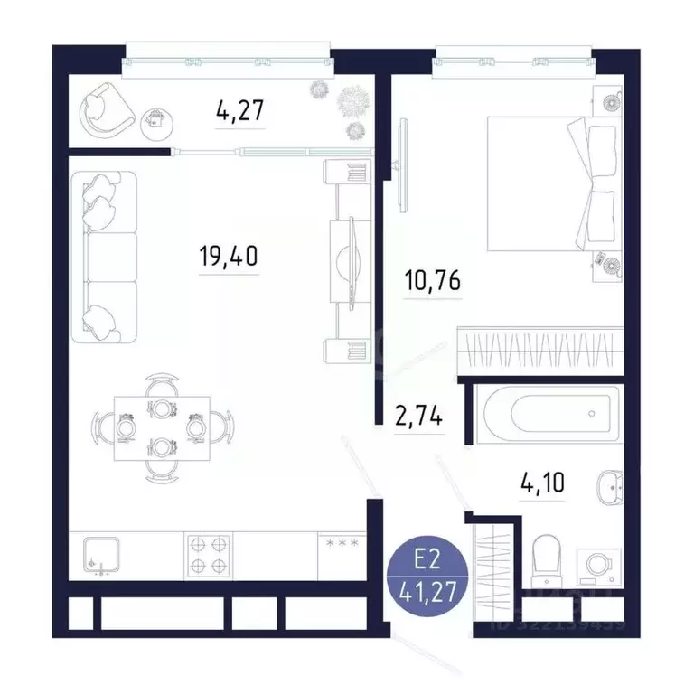 1-к кв. Тульская область, Тула ул. Щегловская засека, 4А (42.0 м) - Фото 1