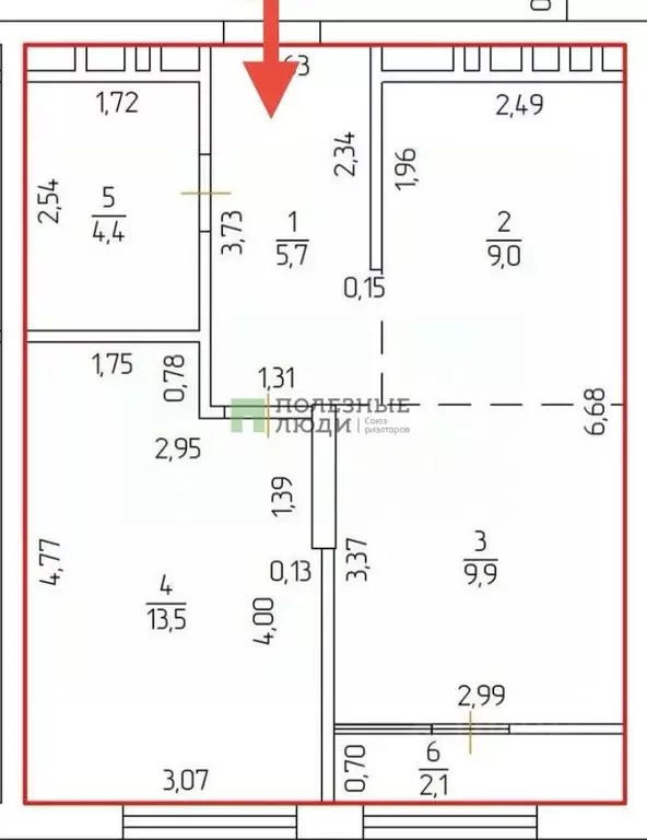 2-к кв. Башкортостан, Уфа Революционная ул., 39/3 (44.6 м) - Фото 1