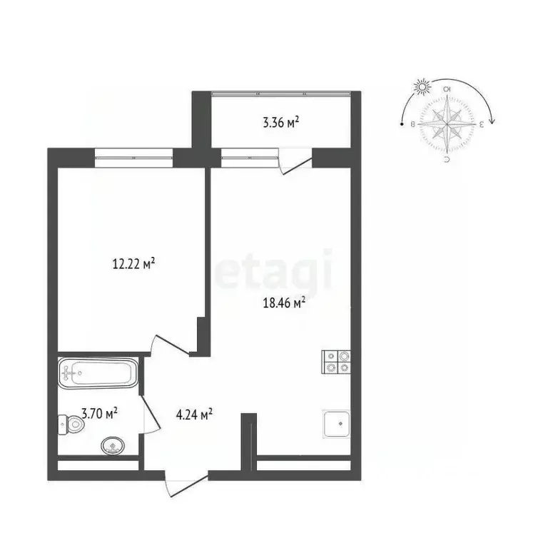 1-к кв. Тюменская область, Тюмень ул. Павла Никольского, 10к1 (41.98 ... - Фото 1