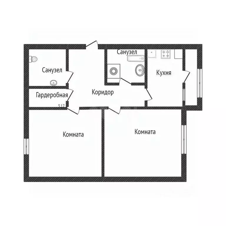 2-к кв. Белгородская область, Белгородский район, Северный городское ... - Фото 2