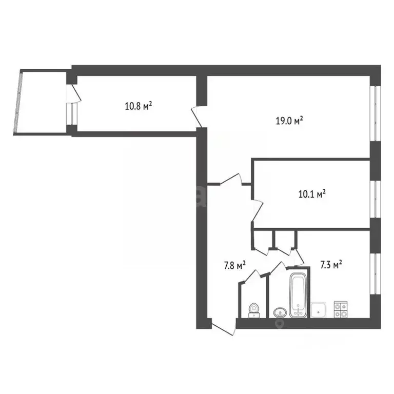 3-к кв. Калужская область, Обнинск ул. Курчатова, 19 (58.8 м) - Фото 2