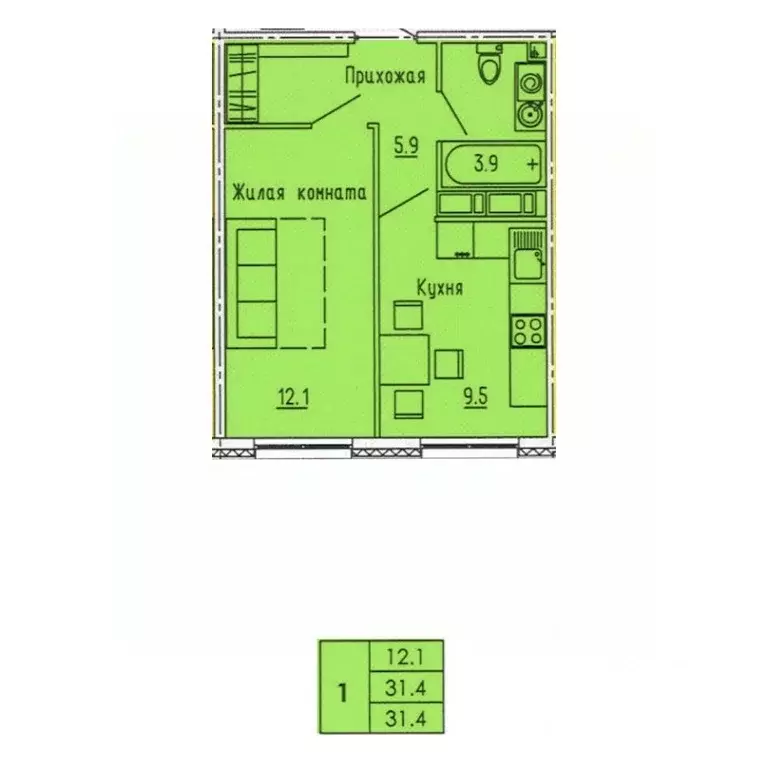 1-к кв. Пензенская область, Пенза ул. Яшиной, 12 (31.4 м) - Фото 0