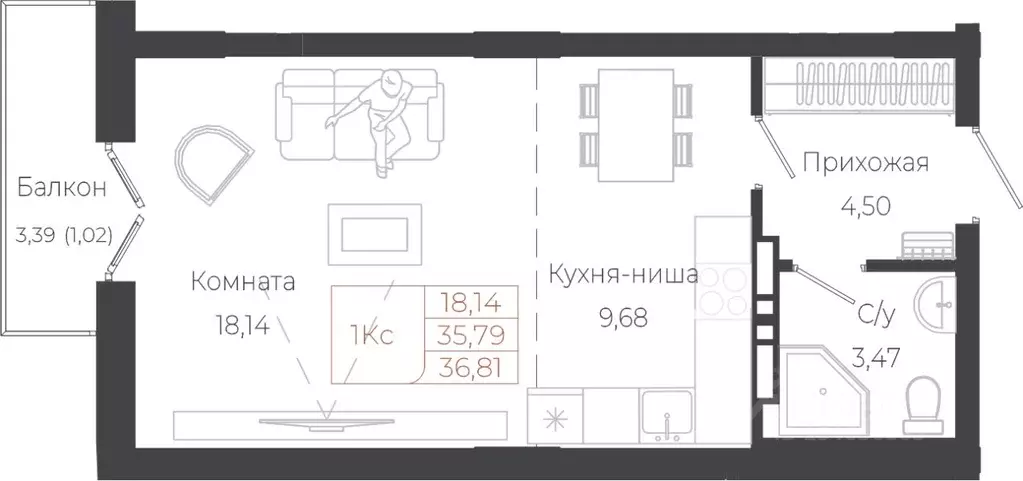 Студия Алтай, Майминский район, с. Майма ул. Энергетиков (36.81 м) - Фото 1