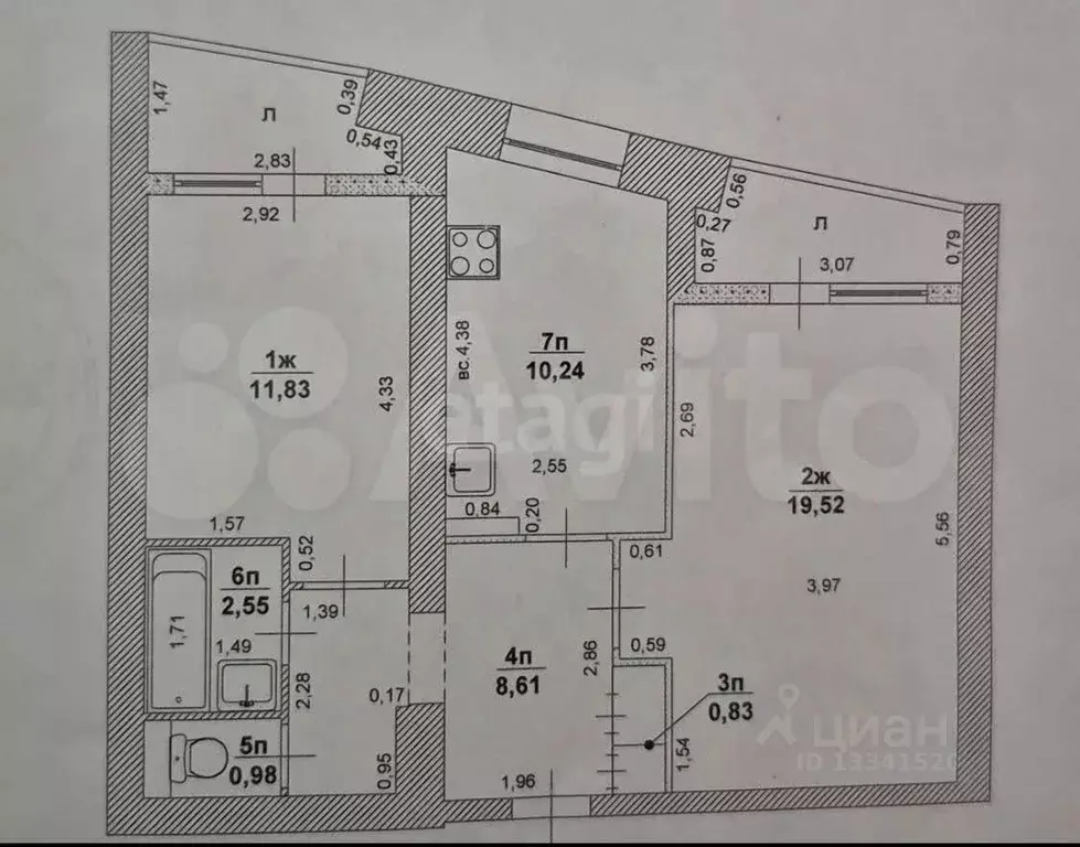 2-к кв. Ульяновская область, Ульяновск Ульяновский просп., 2 (54.6 м) - Фото 1