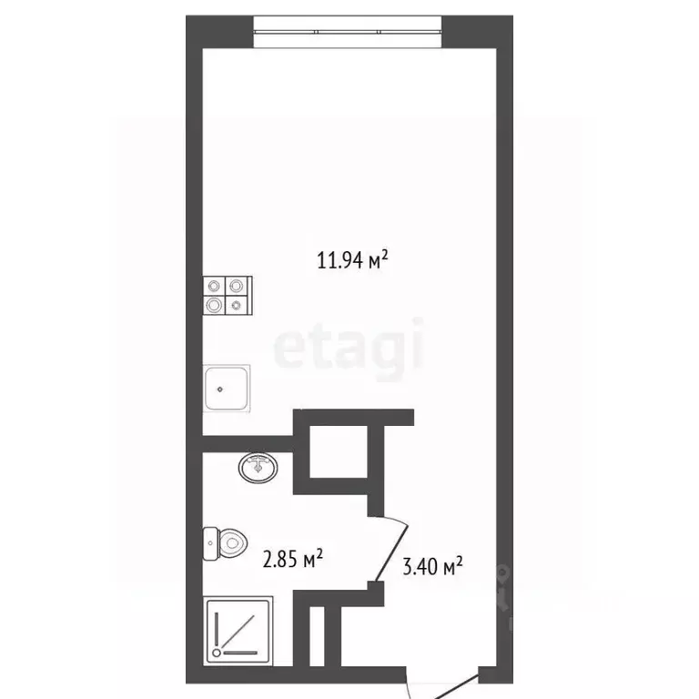 Студия Тюменская область, Тюмень ул. Первооткрывателей, 14 (17.8 м) - Фото 2