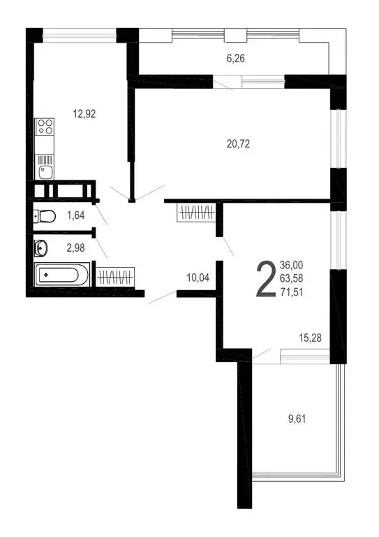 2-комнатная квартира: Воронеж, улица Лётчика Демьянова, 1 (71.51 м) - Фото 1
