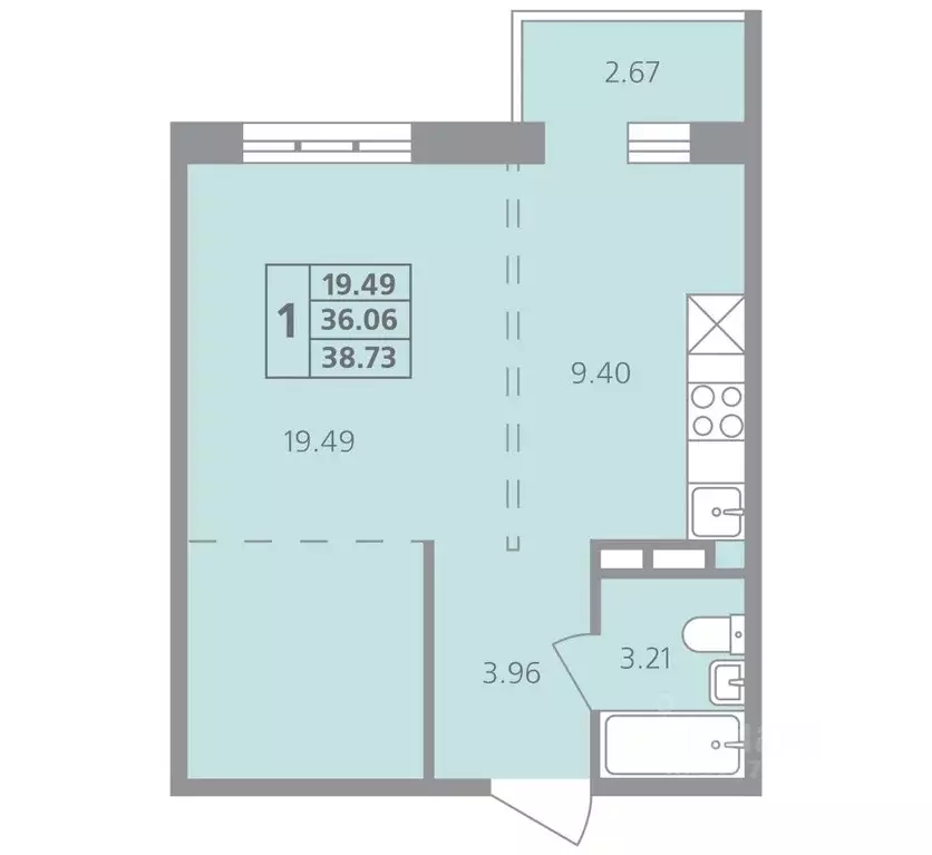 1-к кв. Иркутская область, Иркутск ул. Калинина, 42 (38.73 м) - Фото 0