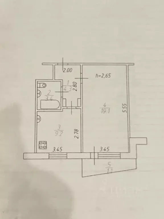 1-к кв. Татарстан, Казань ул. Серова, 6к1 (36.0 м) - Фото 2