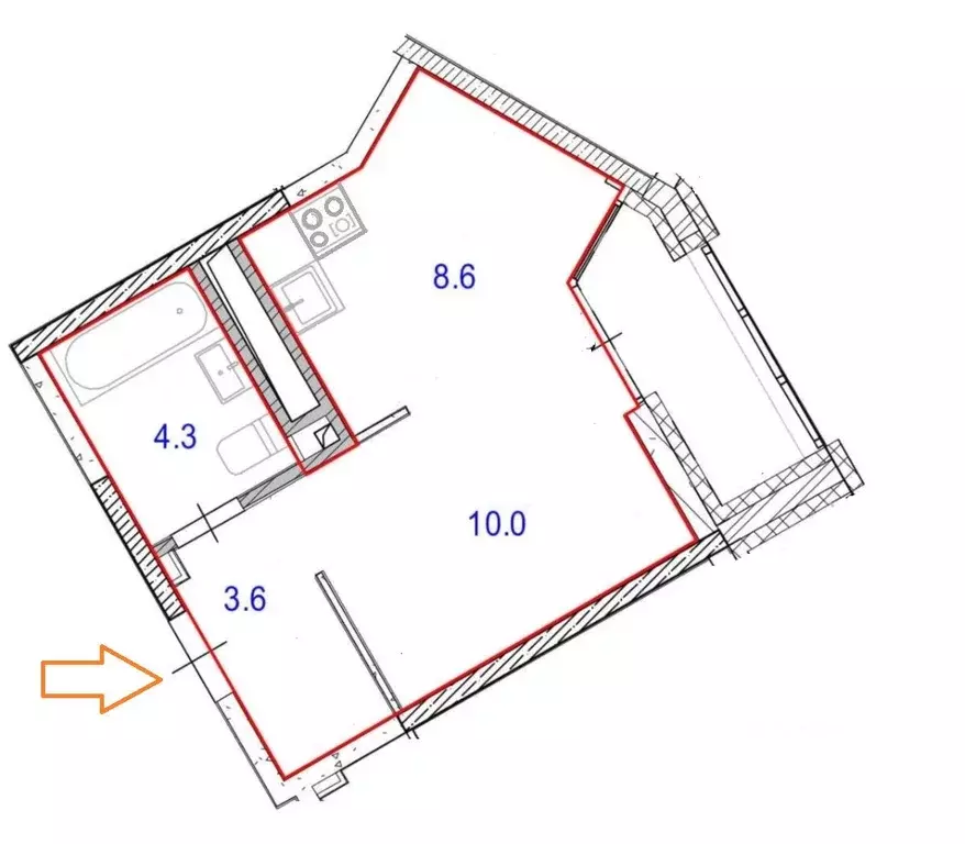 Студия Свердловская область, Екатеринбург ул. 8 Марта, 204Г/2 (26.5 м) - Фото 2