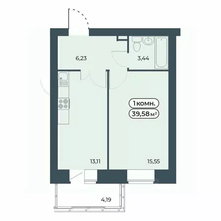 1-к кв. Красноярский край, Красноярск ул. Светлова, 25/1 (39.58 м) - Фото 1