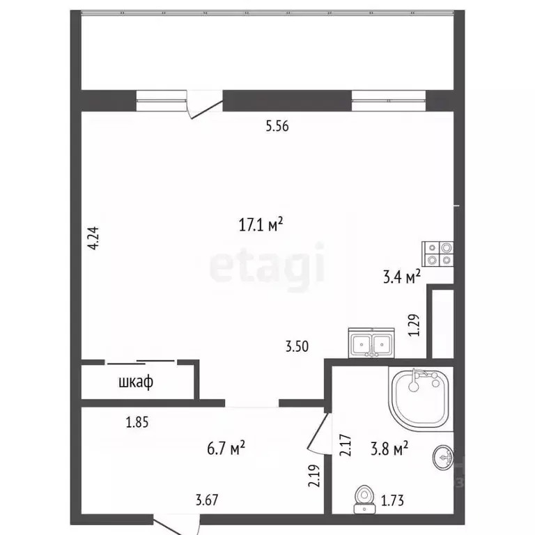 Студия Ямало-Ненецкий АО, Новый Уренгой Дружба мкр, 5/4 (31.0 м) - Фото 2