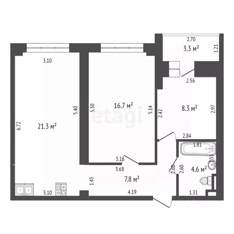 2-к кв. Самарская область, Самара просп. Карла Маркса, 295А (62.0 м) - Фото 1