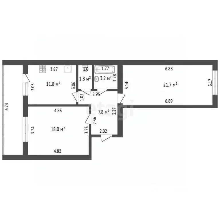 2-к кв. Орловская область, Орел Московское ш., 155А (68.6 м) - Фото 1