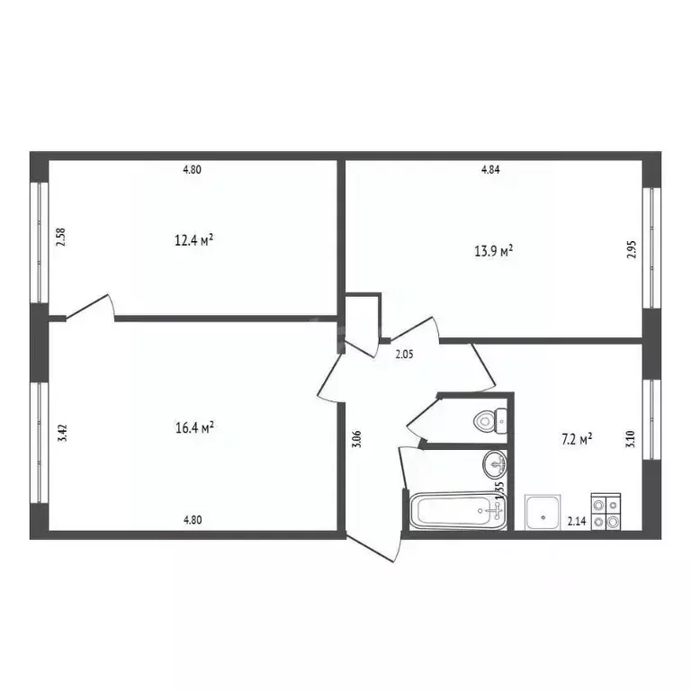 3-к кв. Коми, Ухта просп. Ленина, 32А (58.6 м) - Фото 0
