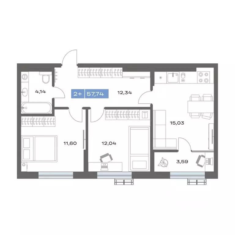 2-к кв. Тюменская область, Тобольск Зона ВУЗов тер., Ритм жилой ... - Фото 1