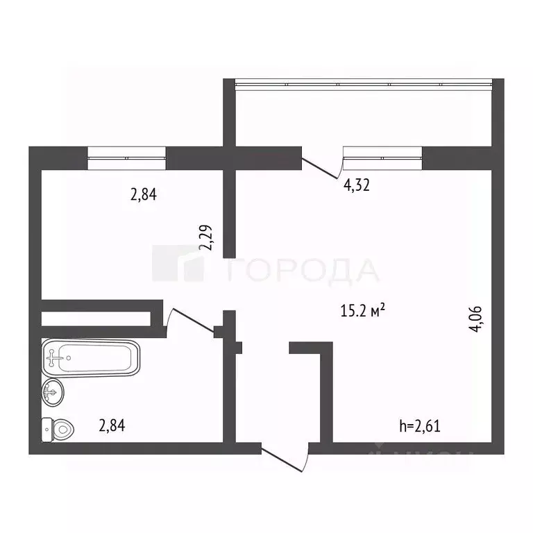 1-к кв. Кемеровская область, Новокузнецк ул. Хитарова, 26А (28.3 м) - Фото 2