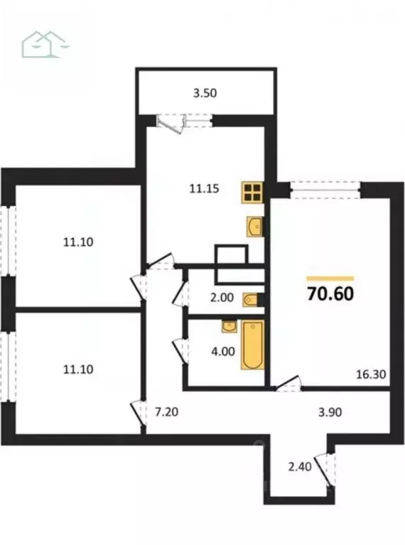 3-к кв. Воронежская область, Воронеж Московский просп., 179/11 (71.0 ... - Фото 2