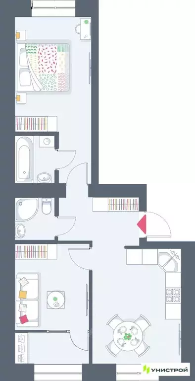 2-к кв. Татарстан, Казань ул. Азата Аббасова, 16 (54.27 м) - Фото 1