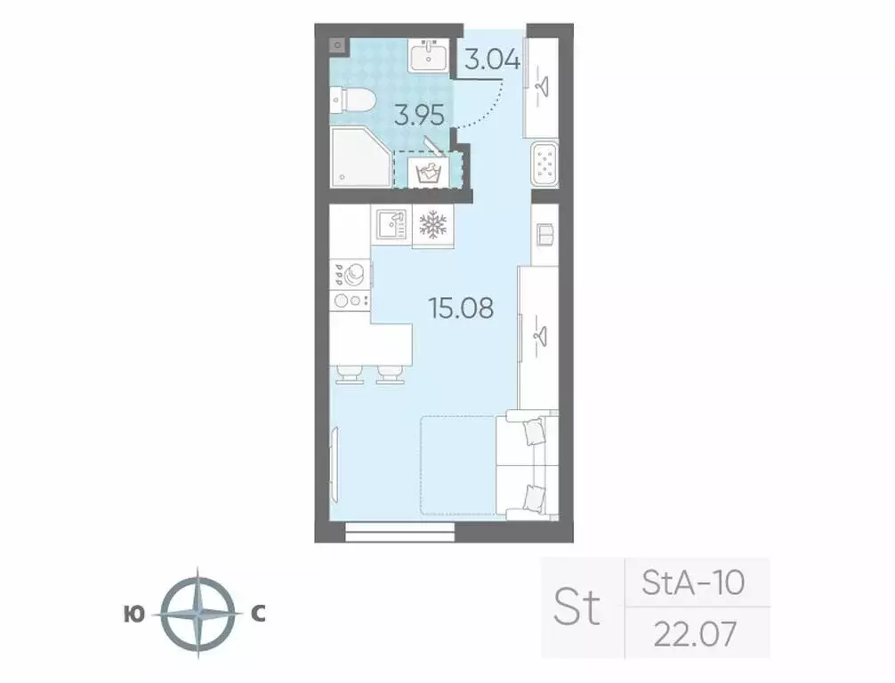 Квартира-студия: Санкт-Петербург, улица Маршала Казакова, 21 (22.07 м) - Фото 0