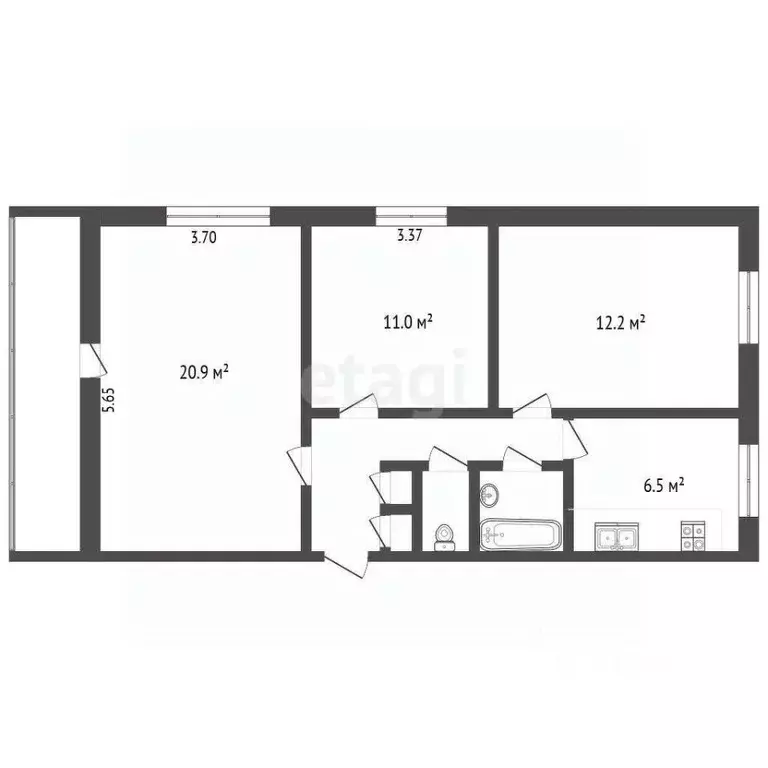 3-к кв. Ярославская область, Ярославль ул. Салтыкова-Щедрина, 88 (61.0 ... - Фото 2