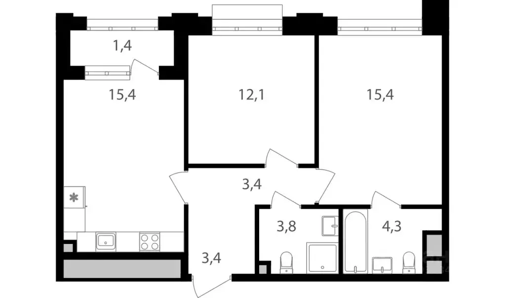 2-к кв. Москва Михалковская ул., 48 (59.2 м) - Фото 1