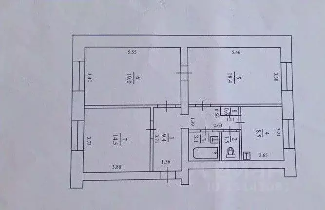 3-к кв. Томская область, Северск Транспортная ул., 98 (75.0 м) - Фото 1
