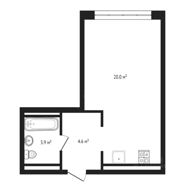 Студия Тюменская область, Тюмень ул. Василия Малкова, 10 (28.35 м) - Фото 2