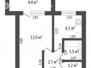1-комнатная квартира: Ишим, улица Суворова, 38 (25.3 м) - Фото 1