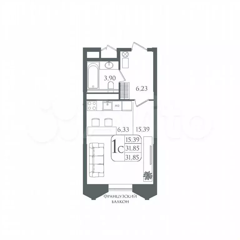 Квартира-студия, 31,9 м, 11/21 эт. - Фото 0