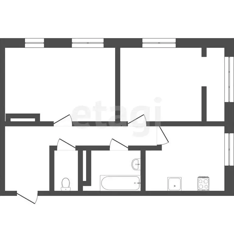 2-комнатная квартира: Тюмень, улица Газовиков, 34 (58 м) - Фото 1