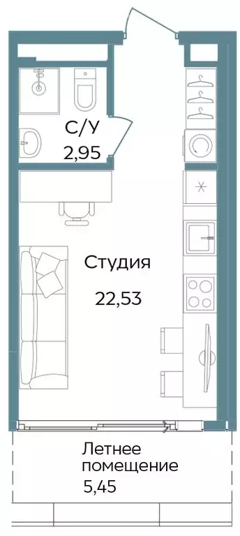 Квартира-студия: Республика Крым, Саки, курортный кластер Темпо (30.93 ... - Фото 0