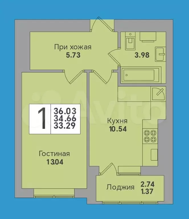 1-к. квартира, 36 м, 1/8 эт. - Фото 0