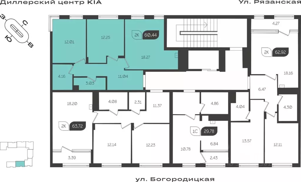 2-к кв. Тульская область, Тула ул. Богородицкая, 8В (60.44 м) - Фото 1