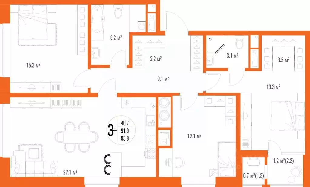 3-к кв. Астраханская область, Астрахань ул. Трофимова (93.8 м) - Фото 2