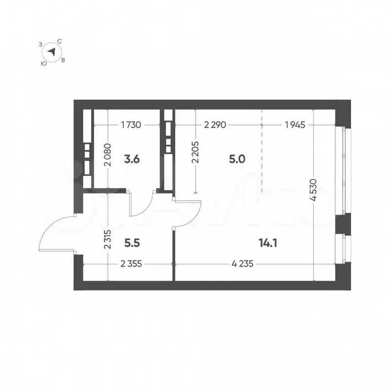 Квартира-студия, 28,2 м, 3/12 эт. - Фото 1