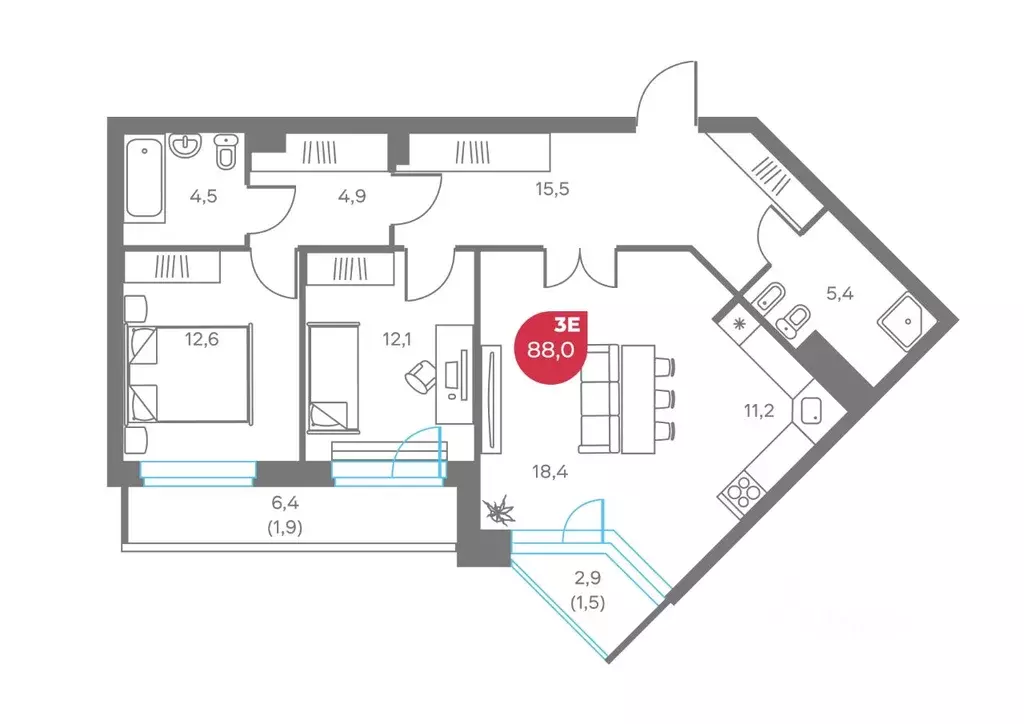 3-к кв. Пермский край, Пермь Советская ул., 16 (88.0 м) - Фото 1