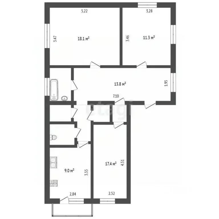 3-к кв. Калужская область, Город Калуга городской округ, д. Шопино ул. ... - Фото 2