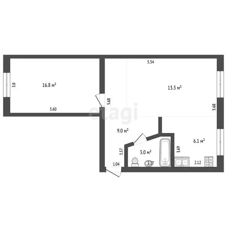 2-комнатная квартира: Симферополь, улица Крымских Партизан, 29 (48 м) - Фото 1